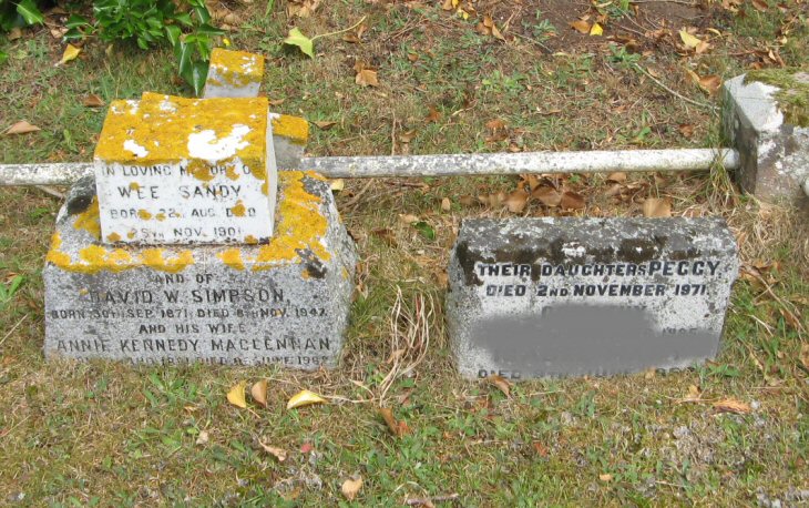 Photo of headstones/Annie Kennedy MacLennan died 1962 MI Urray West